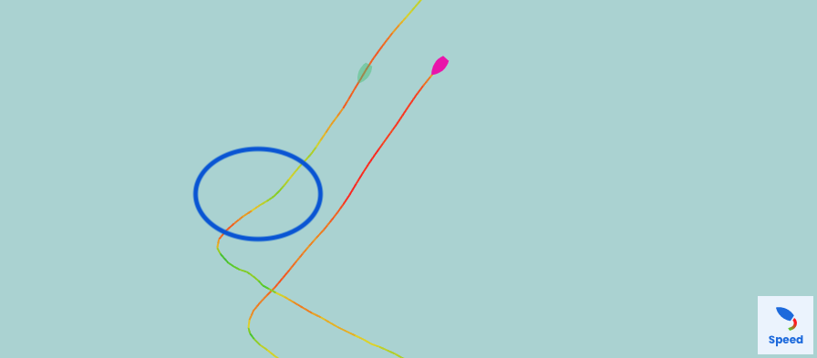Use the colored trail button to quickly identify slowdowns and acceleration.